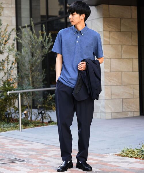 SHIPS（シップス）の「【WEB限定】SHIPS: 吸水速乾・UVケア Drymix（R) ワンポイント ロゴ ボタンダウン ポロシャツ（ポロシャツ・メンズ・オレンジ/ブルー/グレー/ライトグレー/ネイビー/ブラック/グリーン/ロイヤルブルー・LARGE/MEDIUM/SMALL/X-LARGE/XX-LARGE）」の19枚目の写真