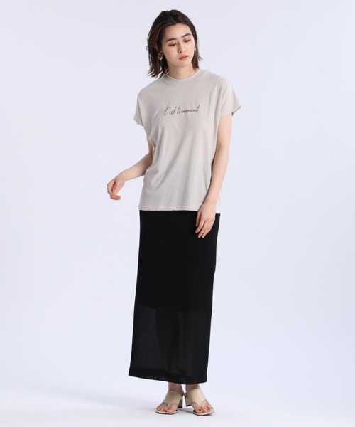 Maison de Beige（メゾンドベージュ）の「《Masion de Beige》ロゴTシャツ《マシュふわ(R)》（Tシャツ/カットソー・レディース・オフホワイト/チャコールグレー/ベージュ/モスグリーン・9号）」の16枚目の写真