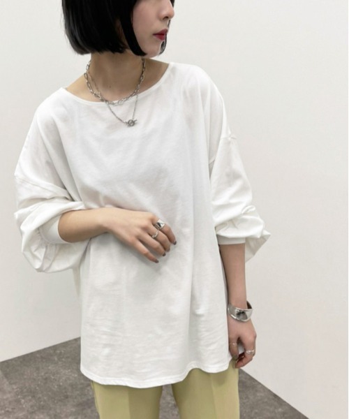 apres jour mignon(アプレジュールミニョン)の「シルケット袖ボリュームロンT【ZOZOTOWN限定アイテム】(Tシャツ/カットソー・レディース・ブラック/オフホワイト/グレイッシュベージュ・X-LARGE/フリー)」の7枚目の写真