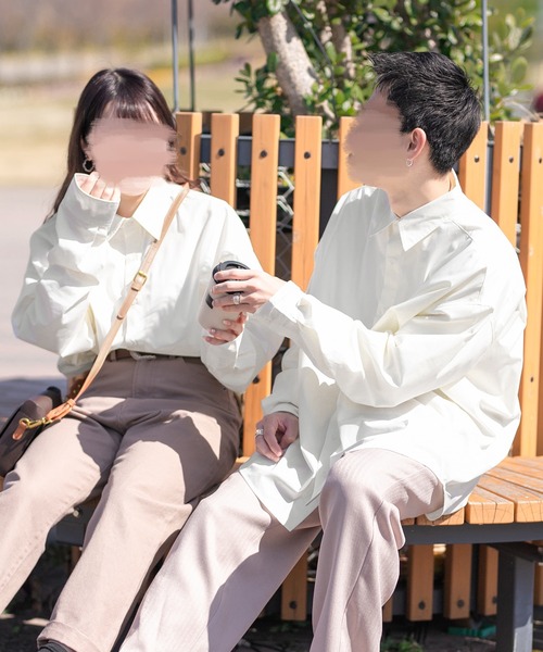 PairPair(ペアペア)の「レギュラーBIGシャツ(ユニセックス)(シャツ/ブラウス・メンズ・オフホワイト/チェック/ライトカーキ・FREE)」の2枚目の写真