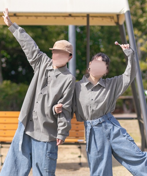 PairPair(ペアペア)の「レギュラーBIGシャツ(ユニセックス)(シャツ/ブラウス・メンズ・オフホワイト/チェック/ライトカーキ・FREE)」の1枚目の写真