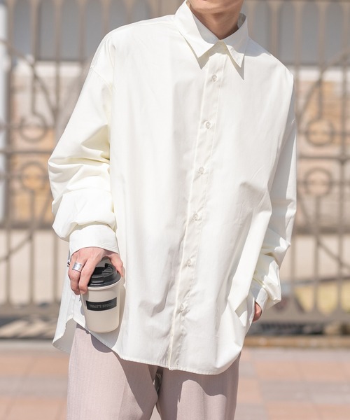 PairPair(ペアペア)の「レギュラーBIGシャツ(ユニセックス)(シャツ/ブラウス・メンズ・オフホワイト/チェック/ライトカーキ・FREE)」の4枚目の写真