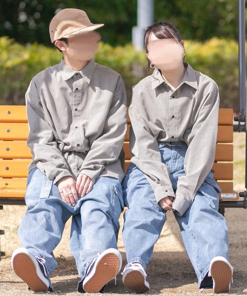 PairPair(ペアペア)の「レギュラーBIGシャツ(ユニセックス)(シャツ/ブラウス・メンズ・オフホワイト/チェック/ライトカーキ・FREE)」の10枚目の写真