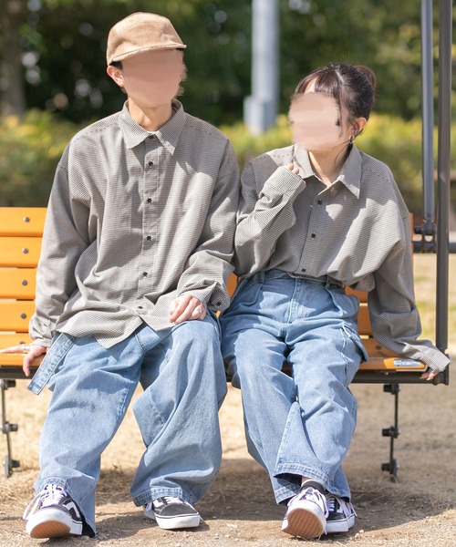 PairPair(ペアペア)の「レギュラーBIGシャツ(ユニセックス)(シャツ/ブラウス・メンズ・オフホワイト/チェック/ライトカーキ・FREE)」の6枚目の写真