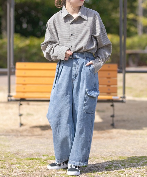 PairPair(ペアペア)の「レギュラーBIGシャツ(ユニセックス)(シャツ/ブラウス・メンズ・オフホワイト/チェック/ライトカーキ・FREE)」の15枚目の写真