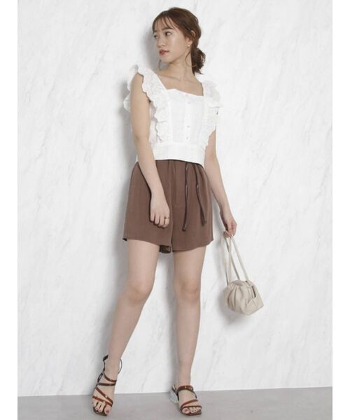 dazzlin（ダズリン）の「フリルコットンショートビスチェ（シャツ/ブラウス・レディース・ブラック/オフホワイト/モカ・SMALL/MEDIUM）」の11枚目の写真