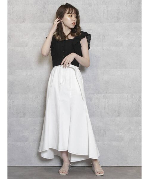 dazzlin（ダズリン）の「フリルコットンショートビスチェ（シャツ/ブラウス・レディース・ブラック/オフホワイト/モカ・SMALL/MEDIUM）」の13枚目の写真