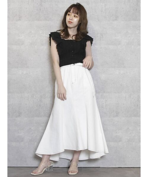 dazzlin（ダズリン）の「フリルコットンショートビスチェ（シャツ/ブラウス・レディース・ブラック/オフホワイト/モカ・SMALL/MEDIUM）」の12枚目の写真