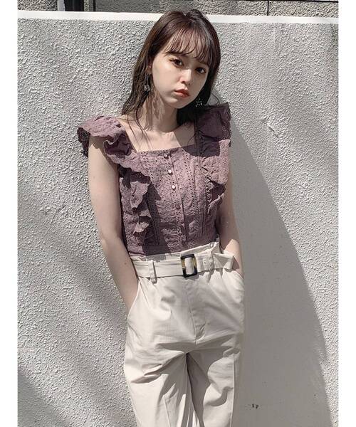 dazzlin（ダズリン）の「フリルコットンショートビスチェ（シャツ/ブラウス・レディース・ブラック/オフホワイト/モカ・SMALL/MEDIUM）」の10枚目の写真