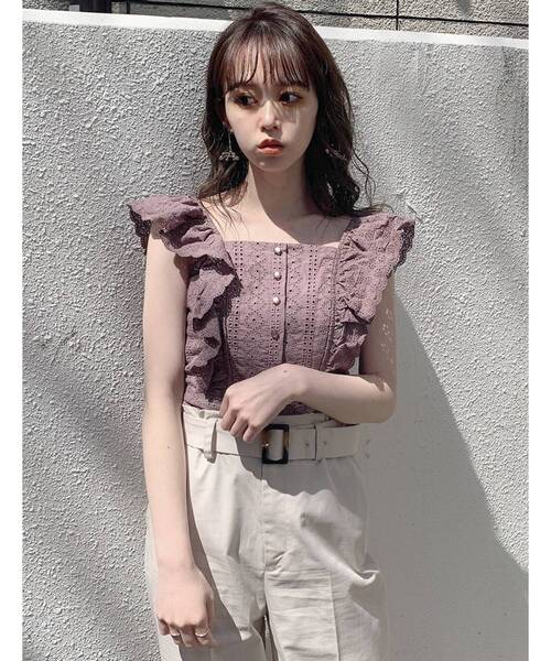 dazzlin（ダズリン）の「フリルコットンショートビスチェ（シャツ/ブラウス・レディース・ブラック/オフホワイト/モカ・SMALL/MEDIUM）」の14枚目の写真