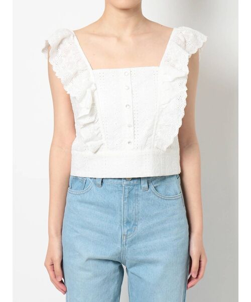 dazzlin（ダズリン）の「フリルコットンショートビスチェ（シャツ/ブラウス・レディース・ブラック/オフホワイト/モカ・SMALL/MEDIUM）」の17枚目の写真