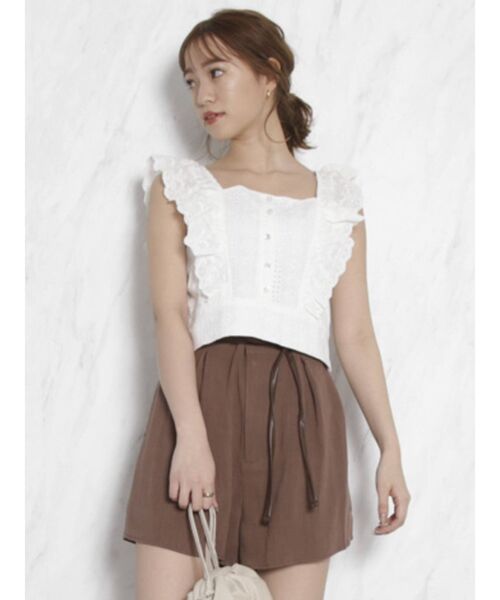 dazzlin（ダズリン）の「フリルコットンショートビスチェ（シャツ/ブラウス・レディース・ブラック/オフホワイト/モカ・SMALL/MEDIUM）」の18枚目の写真