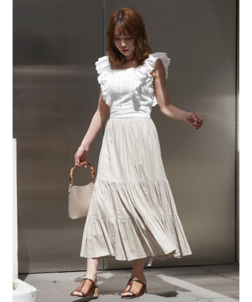 dazzlin（ダズリン）の「フリルコットンショートビスチェ（シャツ/ブラウス・レディース・ブラック/オフホワイト/モカ・SMALL/MEDIUM）」の20枚目の写真