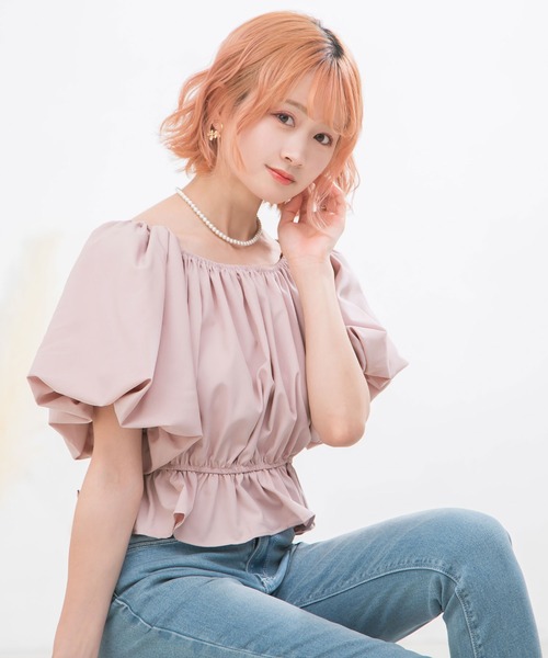 Newlyme(ニューリーミー)の「ボリュームスリーブペプラムブラウス(シャツ/ブラウス・レディース・ホワイト/ラベンダー/ブルーグリーン/ブラック/ベージュ/ピンク・FREE)」の17枚目の写真