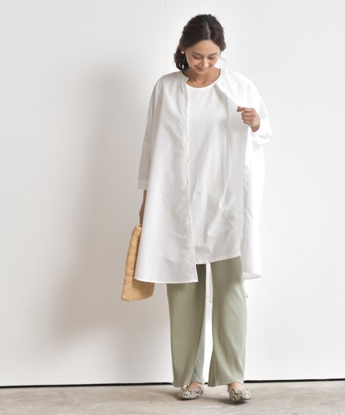 rps（アールピーエス）の「バンドカラードルマンブラウスチュニック（シャツ/ブラウス・レディース・チャコールグレー/オフホワイト/ブルー・M）」の7枚目の写真