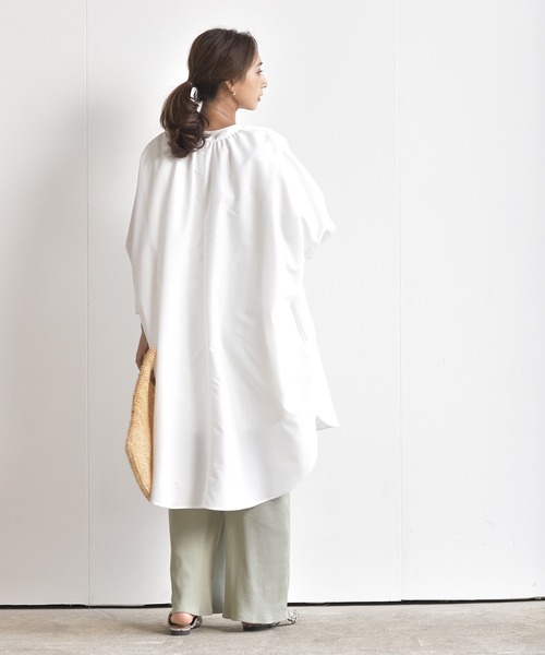 rps（アールピーエス）の「バンドカラードルマンブラウスチュニック（シャツ/ブラウス・レディース・チャコールグレー/オフホワイト/ブルー・M）」の22枚目の写真