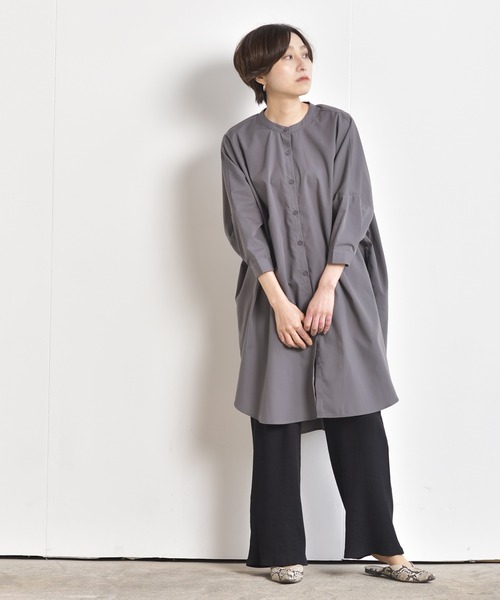 rps（アールピーエス）の「バンドカラードルマンブラウスチュニック（シャツ/ブラウス・レディース・チャコールグレー/オフホワイト/ブルー・M）」の8枚目の写真