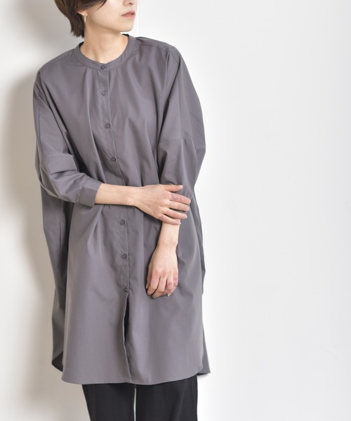 rps（アールピーエス）の「バンドカラードルマンブラウスチュニック（シャツ/ブラウス・レディース・チャコールグレー/オフホワイト/ブルー・M）」の12枚目の写真