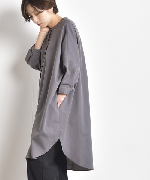 rps（アールピーエス）の「バンドカラードルマンブラウスチュニック（シャツ/ブラウス・レディース・チャコールグレー/オフホワイト/ブルー・M）」の15枚目の写真