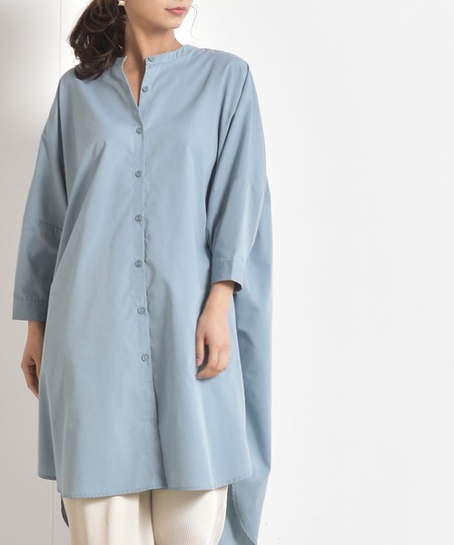 rps（アールピーエス）の「バンドカラードルマンブラウスチュニック（シャツ/ブラウス・レディース・チャコールグレー/オフホワイト/ブルー・M）」の16枚目の写真