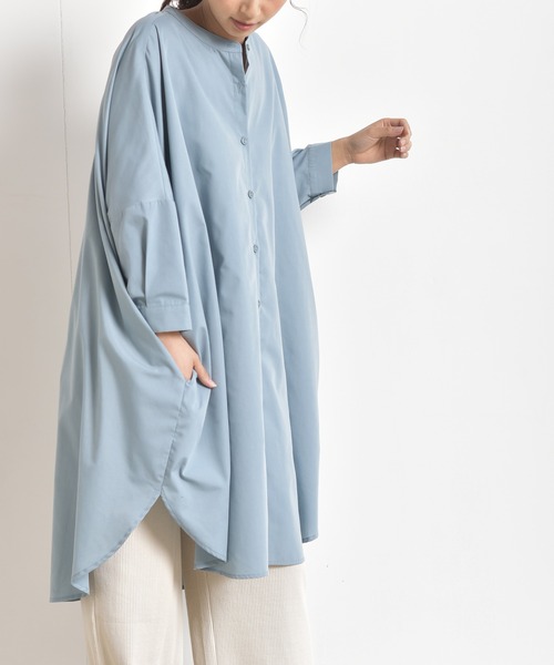 rps（アールピーエス）の「バンドカラードルマンブラウスチュニック（シャツ/ブラウス・レディース・チャコールグレー/オフホワイト/ブルー・M）」の6枚目の写真