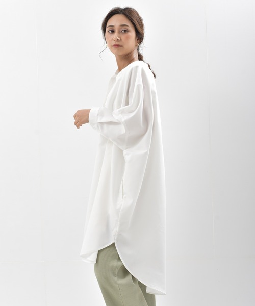 rps（アールピーエス）の「バンドカラードルマンブラウスチュニック（シャツ/ブラウス・レディース・チャコールグレー/オフホワイト/ブルー・M）」の20枚目の写真