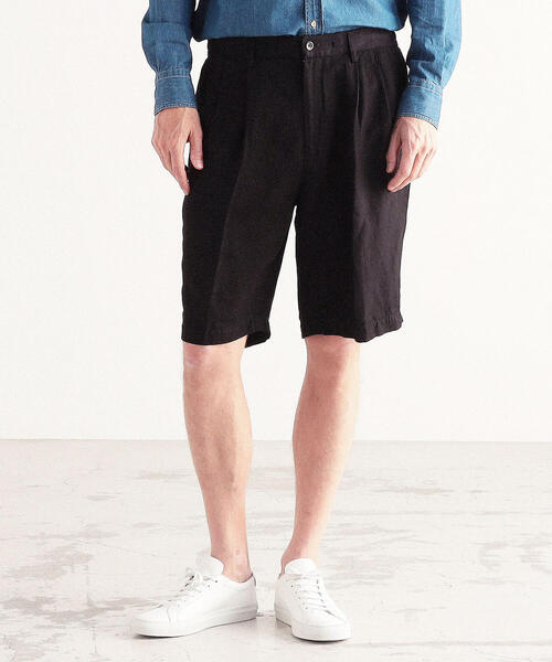 TOMORROWLAND （トゥモローランド）の「レーヨンリネンツイル 2プリーツイージーショートパンツ（その他パンツ・メンズ・ブラック/ベージュ・L/M/S/XS）」の2枚目の写真