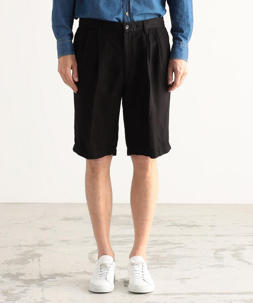 TOMORROWLAND （トゥモローランド）の「レーヨンリネンツイル 2プリーツイージーショートパンツ（その他パンツ・メンズ・ブラック/ベージュ・L/M/S/XS）」の5枚目の写真
