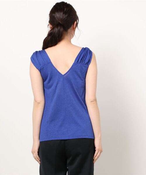 BENETTON (UNITED COLORS OF BENETTON)（ベネトンユナイテッドカラーズオブベネトン）の「リヨセルショルダーギャザースリーブトップス（キャミソール・レディース・ブルー/ブラック/ホワイト・LARGE/MEDIUM/X-SMALL/SMALL）」の10枚目の写真