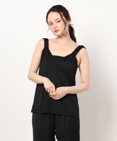 BENETTON (UNITED COLORS OF BENETTON)（ベネトンユナイテッドカラーズオブベネトン）の「リヨセルショルダーギャザースリーブトップス（キャミソール・レディース・ブルー/ブラック/ホワイト・LARGE/MEDIUM/X-SMALL/SMALL）」の14枚目の写真