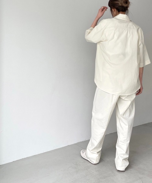 CANAL JEAN（キャナルジーン）の「via j(ヴィアジェイ) 5分袖コットンシャツ（シャツ/ブラウス・レディース・ホワイト/イエロー・ONE SIZE）」の9枚目の写真