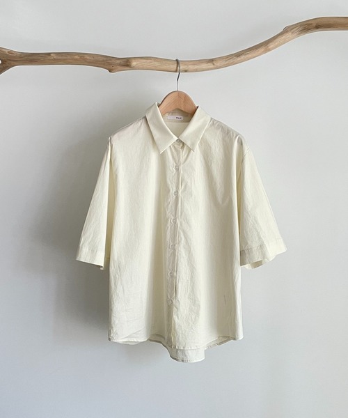 CANAL JEAN（キャナルジーン）の「via j(ヴィアジェイ) 5分袖コットンシャツ（シャツ/ブラウス・レディース・ホワイト/イエロー・ONE SIZE）」の5枚目の写真