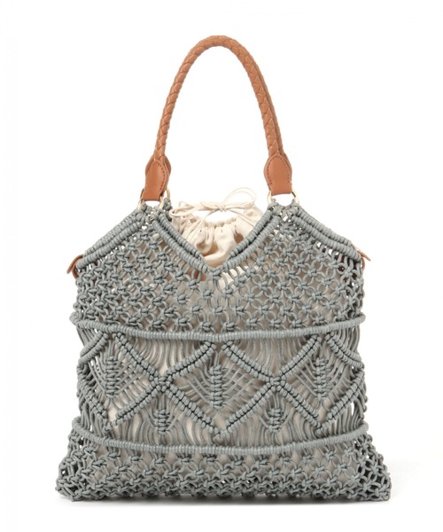 studio CLIP（スタディオクリップ）の「ワックスコードマクラメトートバッグ（トートバッグ・レディース・ベージュ/グレー/レッド・FREE）」の2枚目の写真