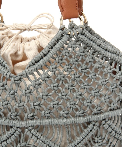 studio CLIP（スタディオクリップ）の「ワックスコードマクラメトートバッグ（トートバッグ・レディース・ベージュ/グレー/レッド・FREE）」の12枚目の写真