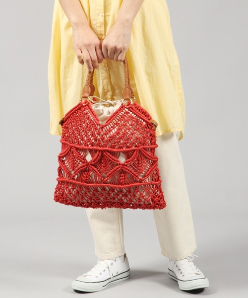 studio CLIP（スタディオクリップ）の「ワックスコードマクラメトートバッグ（トートバッグ・レディース・ベージュ/グレー/レッド・FREE）」の15枚目の写真