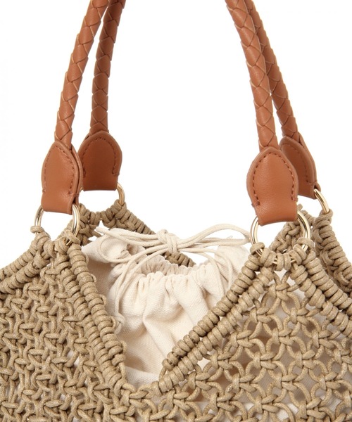 studio CLIP（スタディオクリップ）の「ワックスコードマクラメトートバッグ（トートバッグ・レディース・ベージュ/グレー/レッド・FREE）」の7枚目の写真