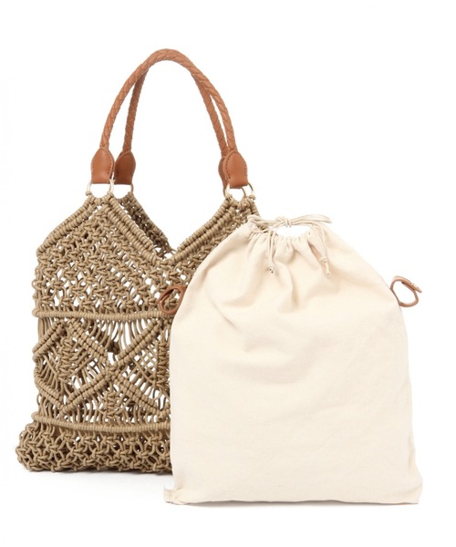 studio CLIP（スタディオクリップ）の「ワックスコードマクラメトートバッグ（トートバッグ・レディース・ベージュ/グレー/レッド・FREE）」の11枚目の写真