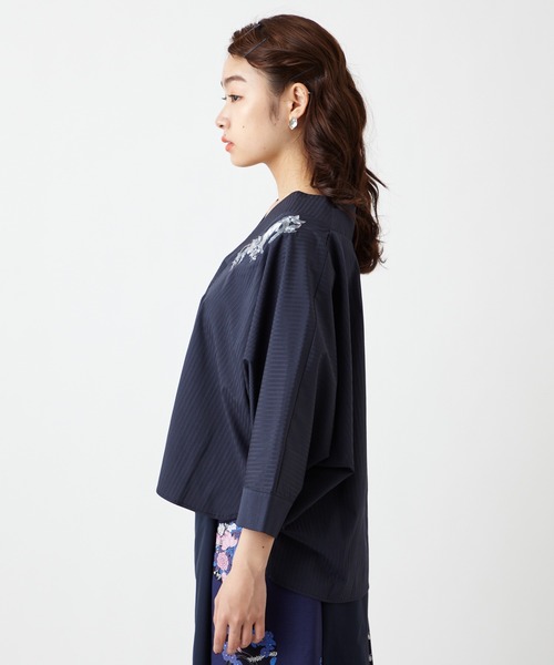 ふりふ（フリフ）の「【キクマツバメ・花天井】刺繍着物衿ブラウス（シャツ/ブラウス・レディース・ホワイト/ネイビー/アイボリー/グレイッシュブルー・FREE）」の20枚目の写真