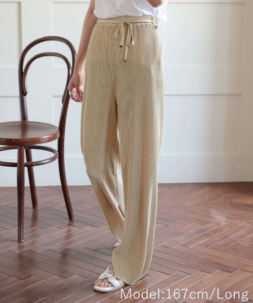 DONOBAN（ドノバン）の「セルフカット インサイドスリットプリーツパンツ（その他パンツ・レディース・ブラック/ベージュ/ピンク/イエロー・SHORT/LONG）」の3枚目の写真