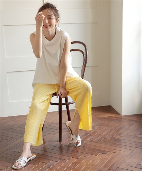 DONOBAN（ドノバン）の「セルフカット インサイドスリットプリーツパンツ（その他パンツ・レディース・ブラック/ベージュ/ピンク/イエロー・SHORT/LONG）」の7枚目の写真