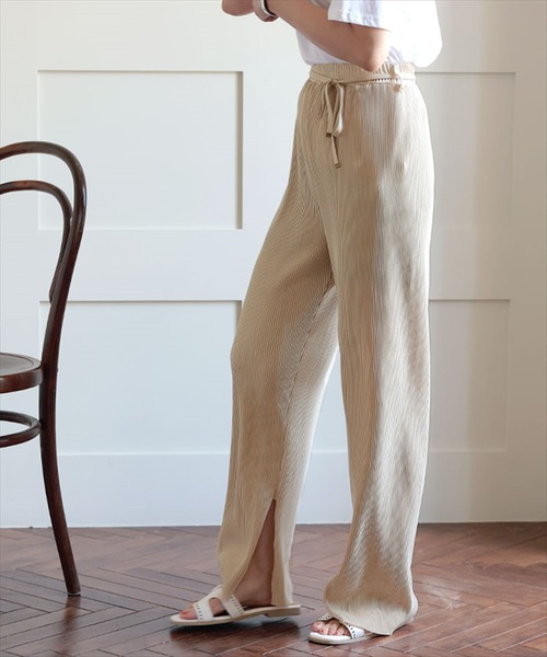 DONOBAN（ドノバン）の「セルフカット インサイドスリットプリーツパンツ（その他パンツ・レディース・ブラック/ベージュ/ピンク/イエロー・SHORT/LONG）」の8枚目の写真