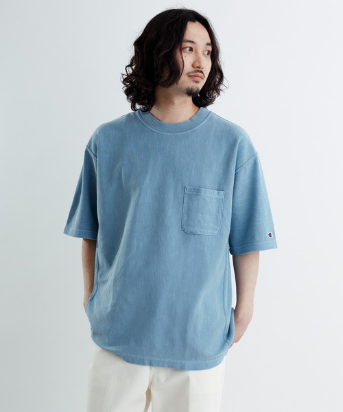 Champion(チャンピオン)の「【CHAMPION × ADAM ET ROPE’】顔料染め リバースウィーブ ポケットT(Tシャツ/カットソー・メンズ・ライトグリーン/カーキ系/ネイビー系・LL/M/L)」の3枚目の写真