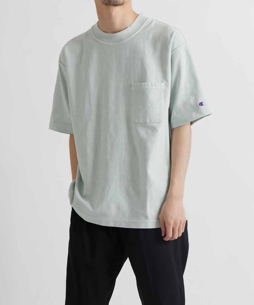 Champion(チャンピオン)の「【CHAMPION × ADAM ET ROPE’】顔料染め リバースウィーブ ポケットT(Tシャツ/カットソー・メンズ・ライトグリーン/カーキ系/ネイビー系・LL/M/L)」の2枚目の写真