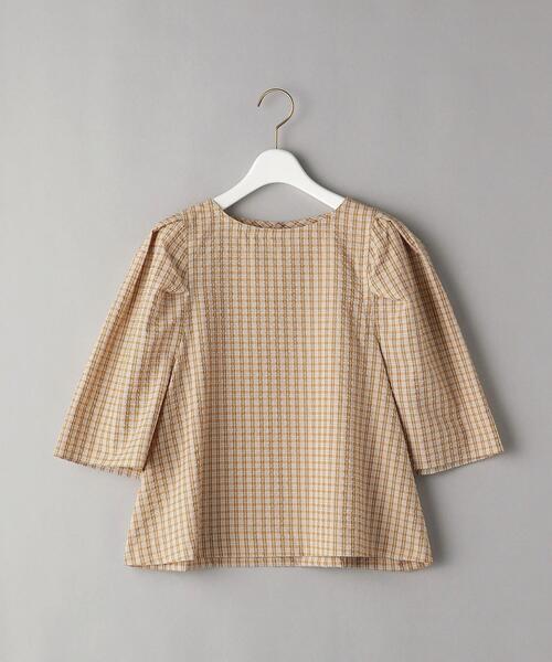BEAUTY&YOUTH UNITED ARROWS(ビューティーアンドユースユナイテッドアローズ)の「BY チェックパフスリーブコンパクト6分袖ブラウス -ウォッシャブル-(シャツ/ブラウス・レディース・ライラック/オレンジ・FREE)」の16枚目の写真