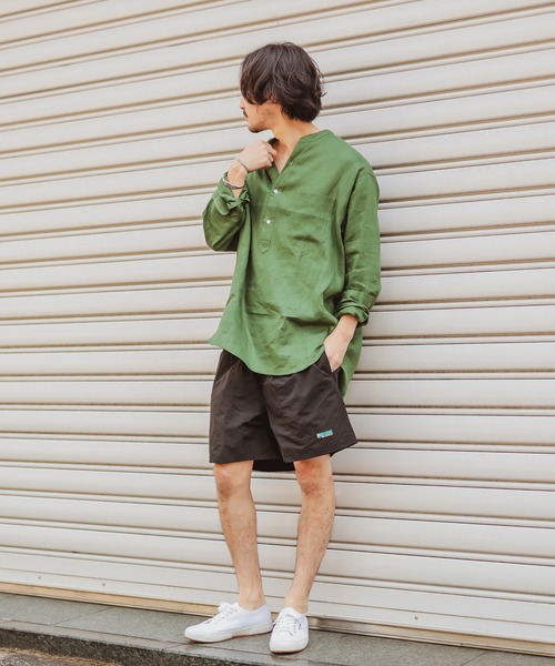 CIAOPANIC TYPY（チャオパニックティピー）の「リネン１００バンドカラー長袖シャツ（シャツ/ブラウス・メンズ・オフホワイト/ブラック/グリーン・MEDIUM/LARGE）」の6枚目の写真