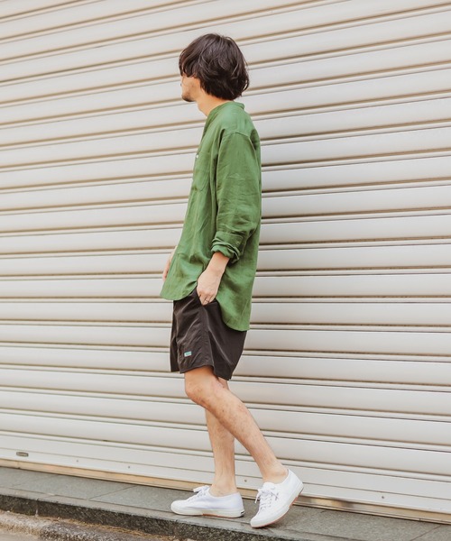 CIAOPANIC TYPY（チャオパニックティピー）の「リネン１００バンドカラー長袖シャツ（シャツ/ブラウス・メンズ・オフホワイト/ブラック/グリーン・MEDIUM/LARGE）」の7枚目の写真