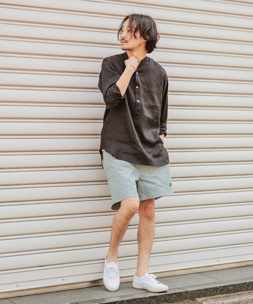 CIAOPANIC TYPY（チャオパニックティピー）の「リネン１００バンドカラー長袖シャツ（シャツ/ブラウス・メンズ・オフホワイト/ブラック/グリーン・MEDIUM/LARGE）」の8枚目の写真