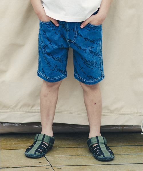 RADCHAP（ラッドチャップ）の「インディゴカットソー斜めロゴハーフパンツ（その他パンツ・キッズ・サックスブルー/ブルー・90cm/110cm/100cm/120cm/130cm/140cm/150cm）」の2枚目の写真