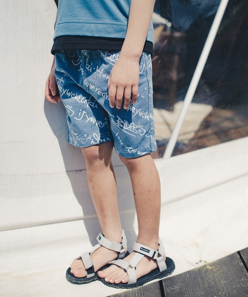 RADCHAP（ラッドチャップ）の「インディゴカットソー斜めロゴハーフパンツ（その他パンツ・キッズ・サックスブルー/ブルー・90cm/110cm/100cm/120cm/130cm/140cm/150cm）」の3枚目の写真