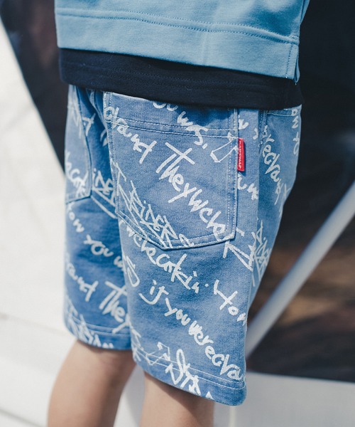 RADCHAP（ラッドチャップ）の「インディゴカットソー斜めロゴハーフパンツ（その他パンツ・キッズ・サックスブルー/ブルー・90cm/110cm/100cm/120cm/130cm/140cm/150cm）」の4枚目の写真